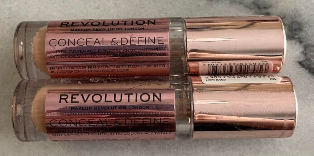 Revolution Conceal Define Full Coverage Concealer and Contour C8 Lot of 2