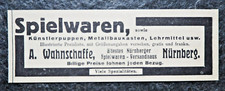 Spielwaren , A. Wahnschaffe , Nürnberg ,  Alte Reklame , 1926 , (A26)