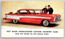 1957 Nash Ambassador Custom Country Club 2 Door Hardtop V8~Red & White~Postcard