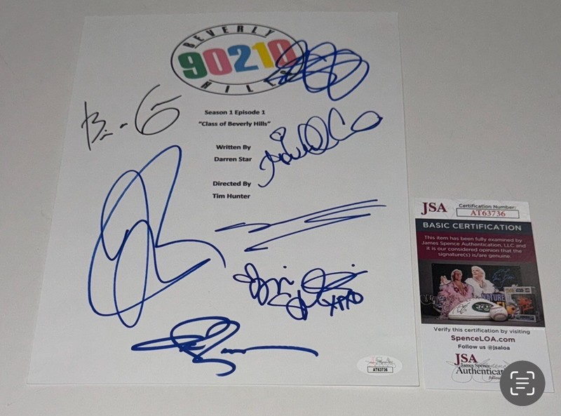BEVERLY HILLS 90210 CAST SIGNED PILOT TRANSCRIPT SHANNEN DOHERTY 7X JSA COA