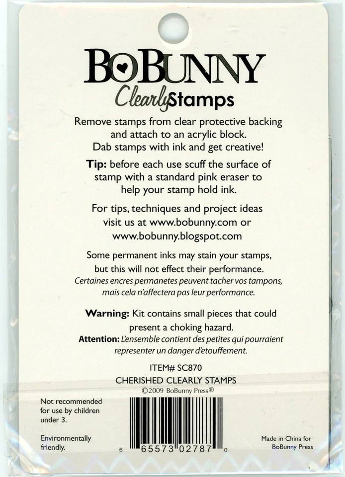 Vintage 2009 Bo Bunny Acrylic Clear Stamp - Cherished Moment Love Story XOXO Tag - Image 2 of 2