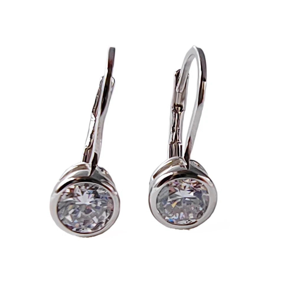 Orecchini punto luce in argento 925 pendenti rodiato oro bianco - Immagine 2 di 4