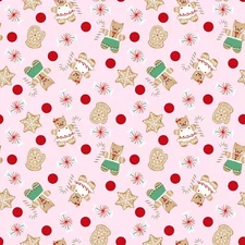 Feline Drive Fabric FELINE FESTIVE Catmas Cookies Pink - Sold by the Yard