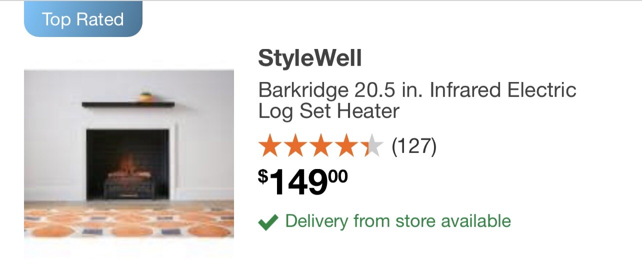 StyleWell Barkridge Infrared Electric Log Set SP2215-IR-PHRM | eBay