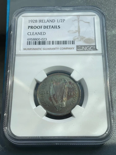 Rare 1928 Ireland 1/2 Penny NGC Proof Details. Mintage 6001 only! KM 8