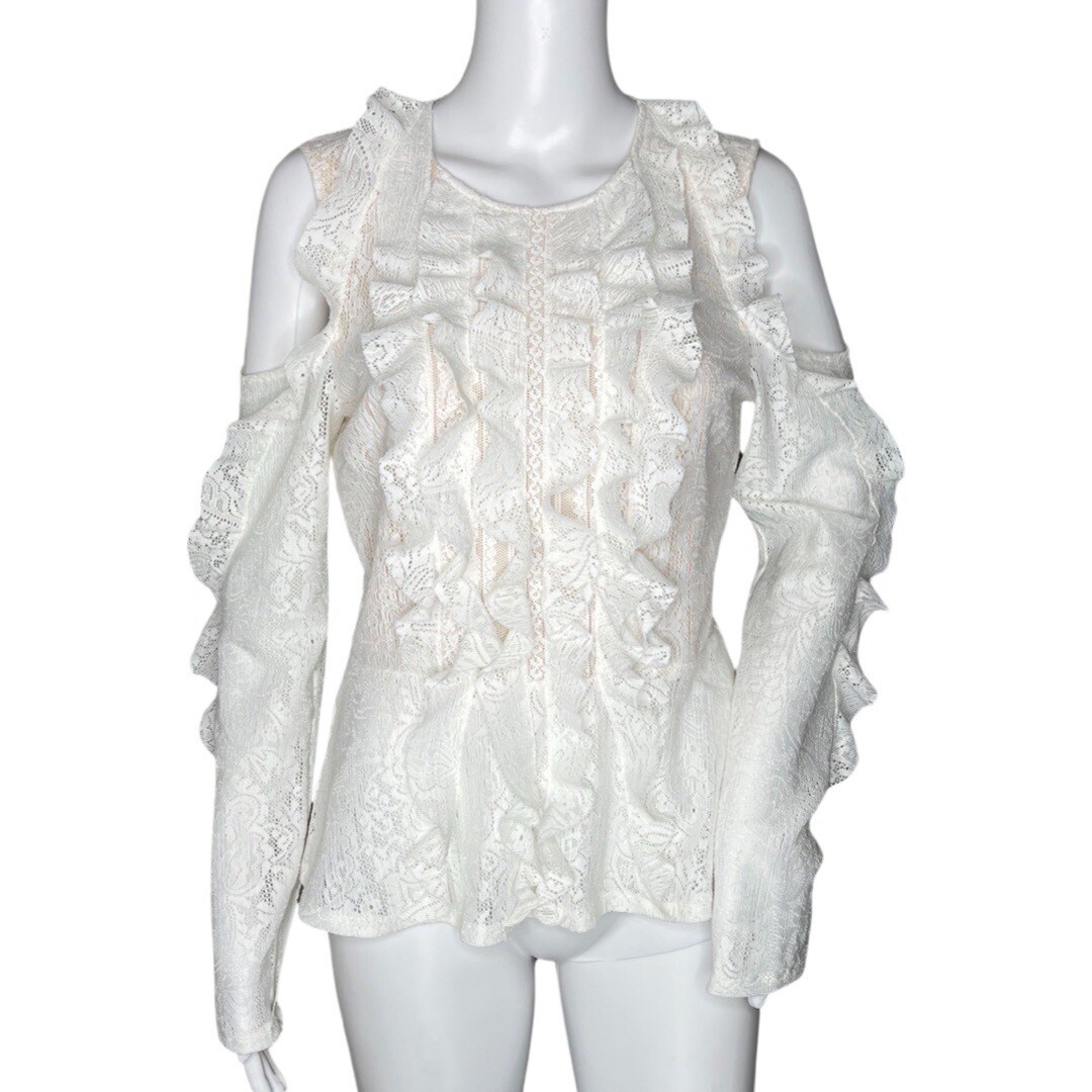 bcbg white lace top