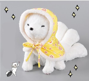 Anime White Nine Tailed Fox With Cloak Rabbit Hair Plush Doll Toy