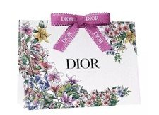 DIOR Gift Bag Floral Print Ribbon Collapsible 9.5" x 7" x 2.5", NEW