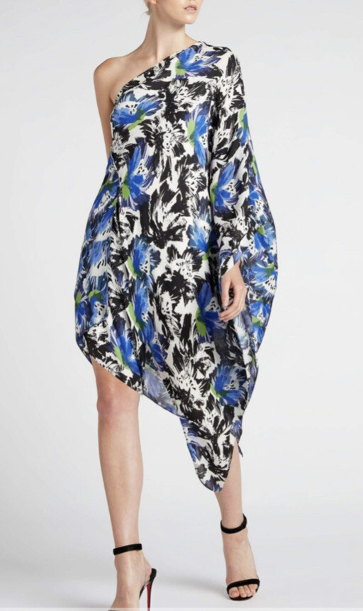 roland mouret one shoulder dress Roland Mouret Asymmetric One Shoulder Silk Georgette Knight Dress XS NWT  $1035