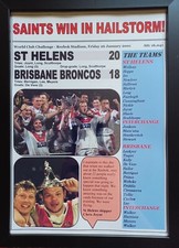 St Helens 20 Brisbane Broncos 18 - 2001 World Club Challenge - souvenir print