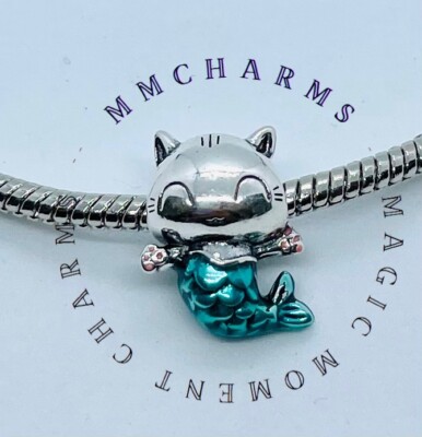 KATZE MEERJUNGFRAU SCHNURR-MAID - EUROPÄISCHER Charm & Geschenkbeutel - Silber S925 - Kawaii süß