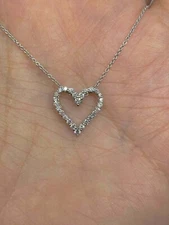 0.25Ct Round Cut VVS1/D Diamond Open Heart Pendant 14K White Gold Finish Chain