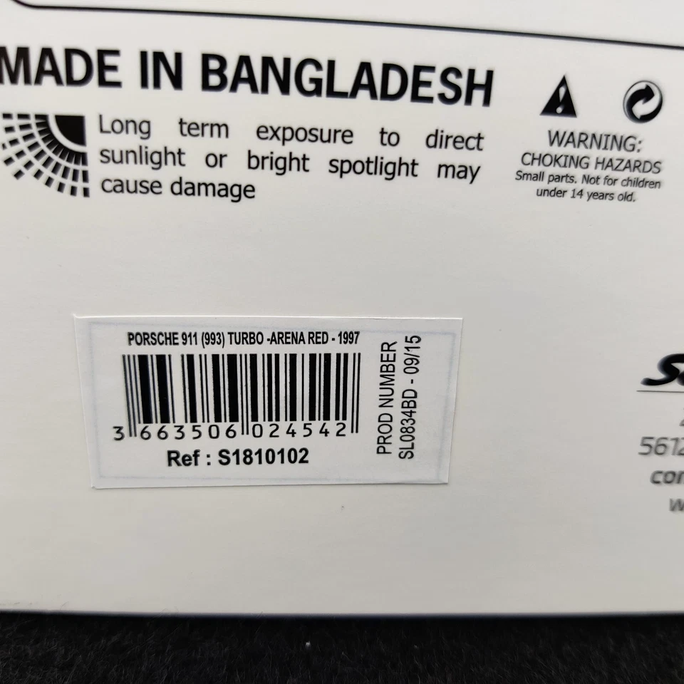 VOITURE SOLIDO PORSCHE 911 (993) TURBO ARENA RED 1997 1:18 NEUF BOITE - Photo 4/4