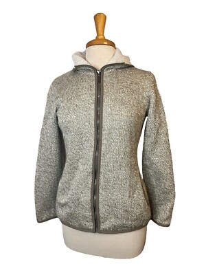 Merrell Brown & White Knit Zip Up Jacket Size Small