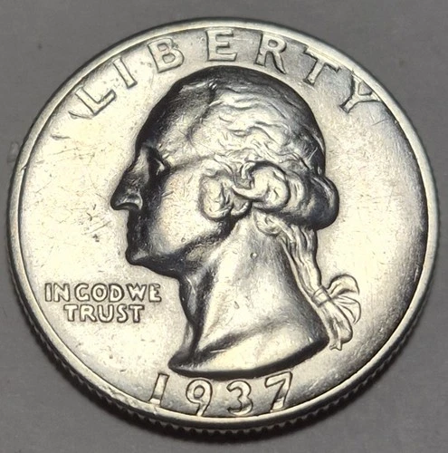 1937D Washington Silver Quarter. AU+