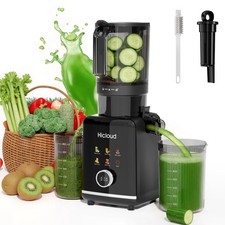 Hicloud Masticating Juicer, 200W Motor, 5-Speed Settings, 4.4-Inch Large Feed