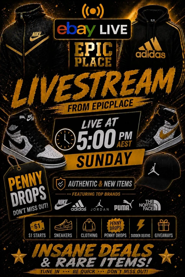 🔥EpicPlace - LIVESTREAM | Sneakers and Clothing | Penny Drops | $1 Starts✅