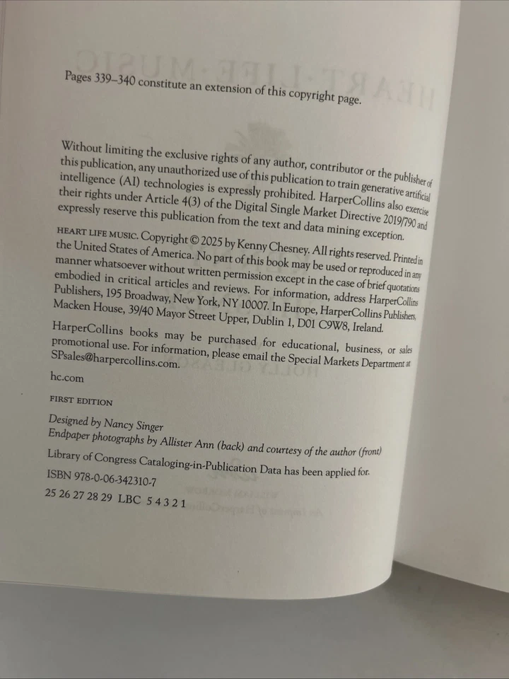 SIGNED Kenny Chesney Heart Life Music 2025 1st/1st Hardcover Brand New - Imagem 4 de 4