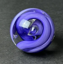 Wilkerson Purple Ribbon Clear Handmade Marble (Approx. 1 1/2 inch diameter) 