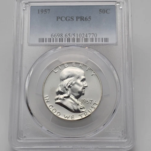 1957 PCGS PR65 GRADED FRANKLIN SILVER HALF DOLLAR PROOF 50c COIN Lot  2279