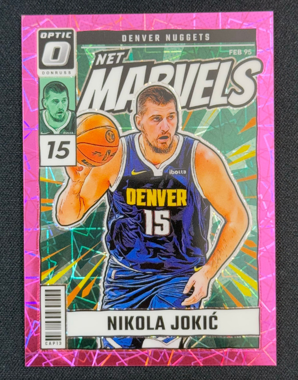 Nikola Jokic 2024-25 Panini Donruss Optic 11/79 Pink Velocity Laser Net Marvels