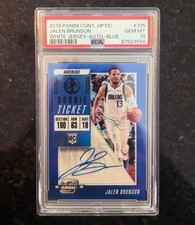 2018-19 Panini Contenders Optic - Rookie Auto Jalen Brunson #105 Blue /99 PSA 10