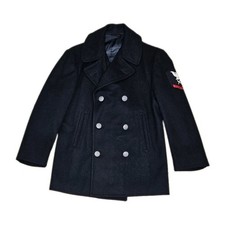 Vintage US Navy Pea Coat Mens Blue 100 Wool Double Breasted Jacket 36S