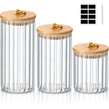 3 Pcs Glass Storage Jars Decorative Coffee Bar Container Kitchen Glass Canist...