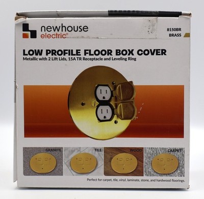 NEWHOUSE ELECTRIC Low Profile Floor Box Outlet Cover BRASS + Receptacle (8150BR)