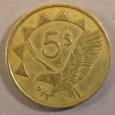 1993 Namibia 5 Dollar - African Fish Eagle, 24.94mm, 6.21g, Circulated Coin