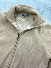 Amicale Cashmere Sweater Men's Size Medium Double Zip Beige Mock Neck