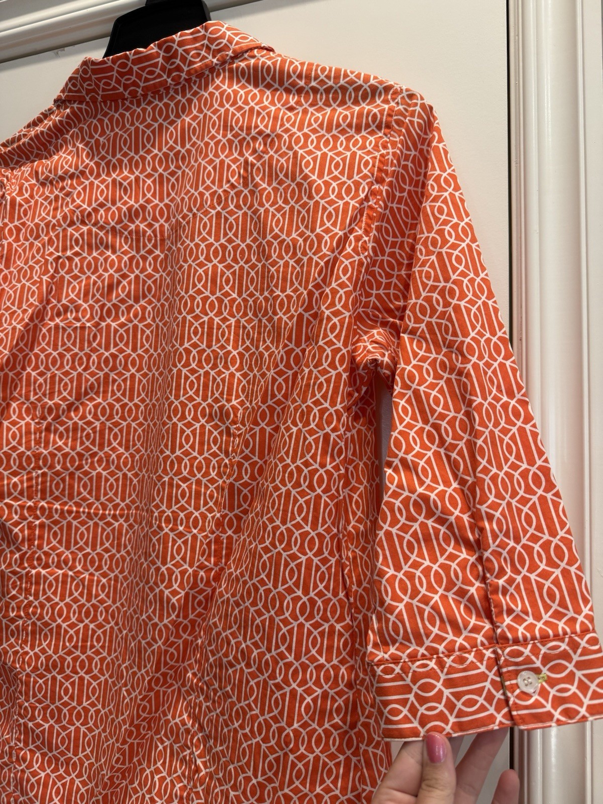 Multiples Women’s Button Up Size Medium Orange Pa… - image 11