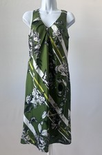 Talbots Women's 4 Green Floral Silk Shift Dress Resortcore Vacation