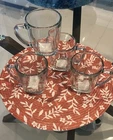 4 Anchor Hocking Rio Square Coastal Clear Glass Coffee Mug MCM Vintage 16 oz