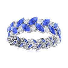 Full Eternity 4x2MM Marquise Swiss Blue Topaz 925 Sterling Silver Band Ring