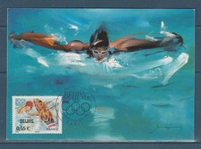 carte 1er jour jeux olympiques de Pékin  nageur  75 Paris  2008