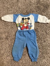 Vintage Disney Baby Mickey Mouse Long Sleeve Shirt  Pants 0-6 Months 1984 RARE