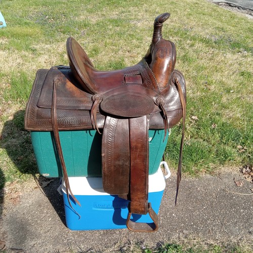 ANTIQUE JOHN CLARK & SON PORTLAND LEATHER SADDLE OVER 100 YEARS OLD REAL NICE