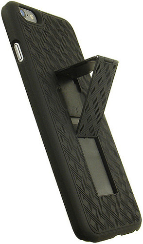 BLACK WEAVE KICKSTAND HARD CASE + BELT CLIP HOLSTER STAND FOR iPHONE 6 PLUS 5.5" - Picture 8 of 11