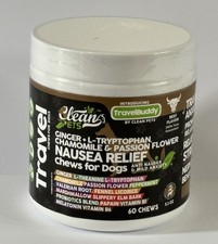 Clean Pets Travel Buddy Nausea Relief 60 Chews For Dogs Ginger L-Tryptophan