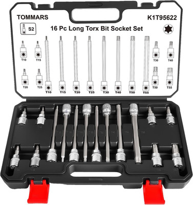 16PC 3/8'' Drive Torx Bit Socket Set T10-T55 Long Star Bits S2 Alloy Steel