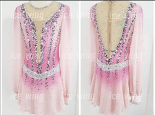 Ice Figure Skating Dress Rhythmic Gymnastics Twirling Competition pink dyeing