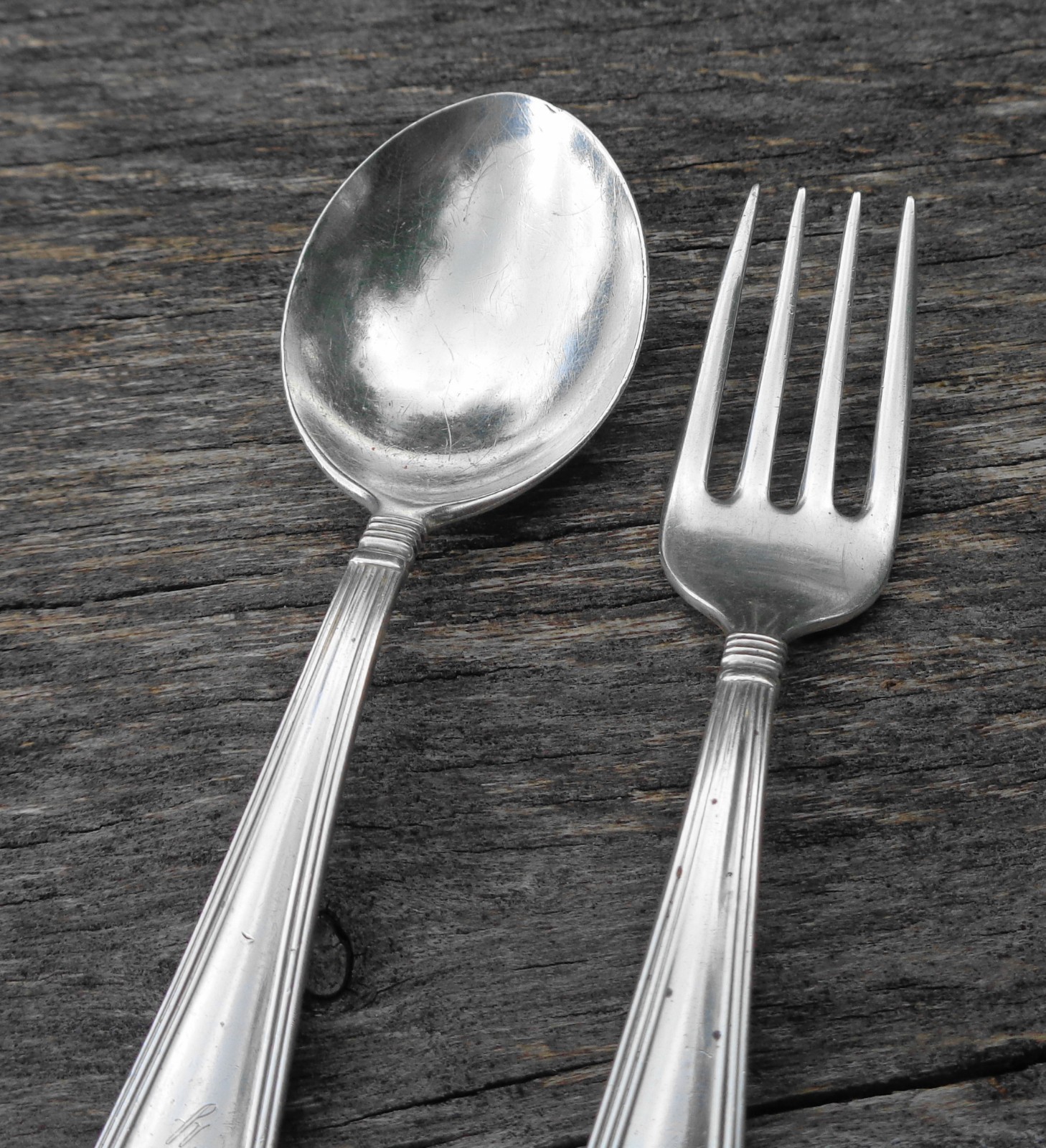 Antique Frank Herschede Co. Sterling Silver Baby & Spoon Set