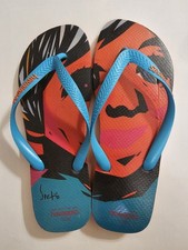 Speto Havaianas Men's Pre-owned Flip Flops Size 10-11 Teal/orange/black