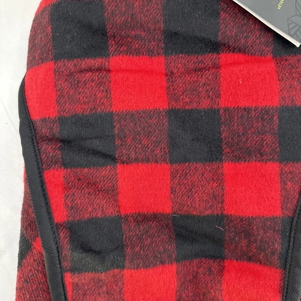 Eddie Bauer Dog Coat Med Buffalo Plaid Black/Red Fleece Lined Jacket 20-35lb - Image 2 of 4