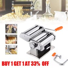 Manual Stainless Steel Pasta Maker Machine Adjustable Noodle Rollers & Cutter UK