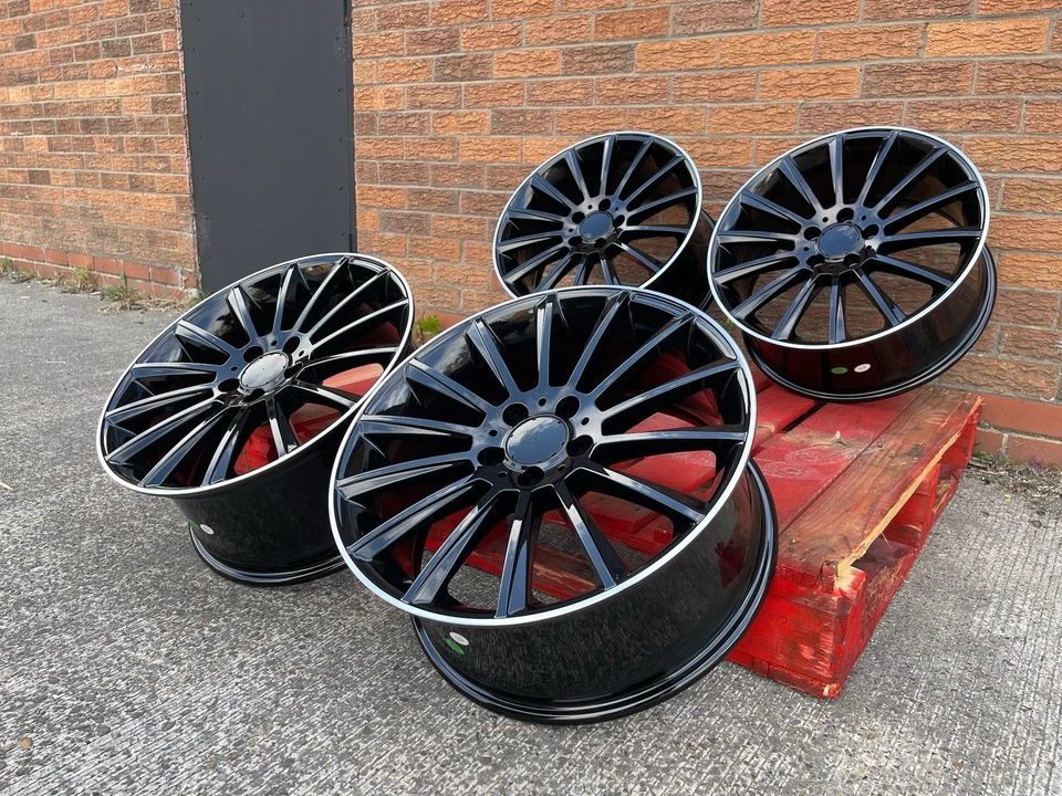 19"8/9 amg Black turbine Mercedes Benz c/e class c63 Alloy Wheels staggered - Image 4 of 4