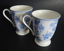 Whittard Of Chelsea Blue Chintz Mugs Fine Bone China Made In England Set Of (2)
