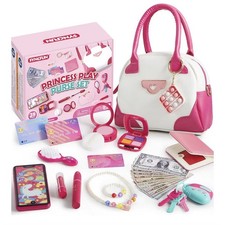 SYNCFUN Play Purse Set for Little Girls, 27 PCS Princess Toy Set with Handbag