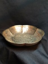 Stara falista mosiężna miska kwiatowe ozdoby cytowane kolorowe emaliowane? INDIE